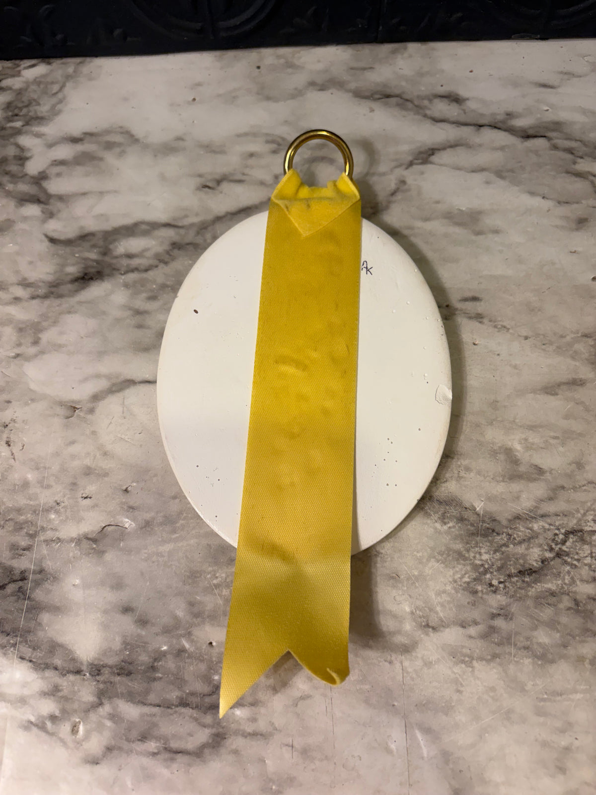 Homemade Plaster Floral Plaque Yellow