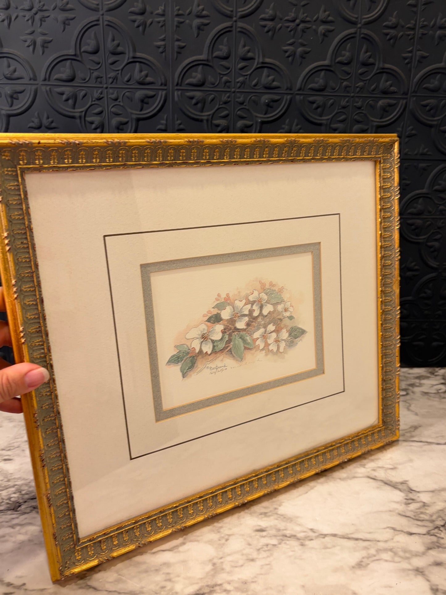 Framed White Flowers Mary Vincent Bertrand