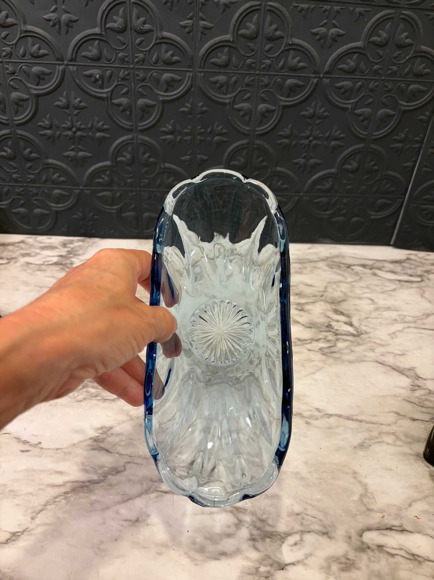 Blue imperial Glass Oval Dish