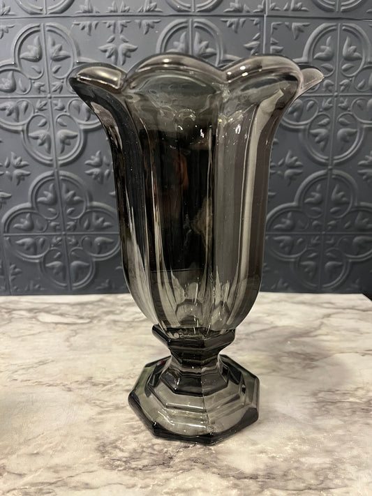 Smoky Glass Pedestal Vase