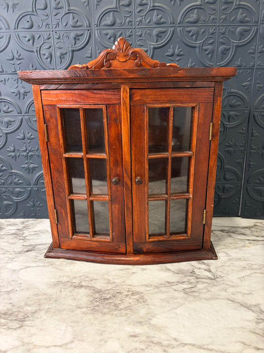 Small Hanging Dark Wood Cabinet Vintage