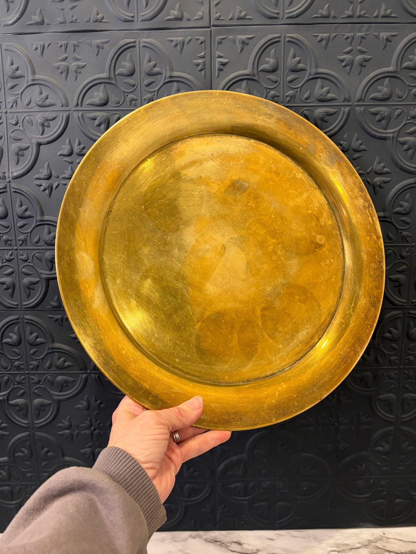 13" Round Brass Platter