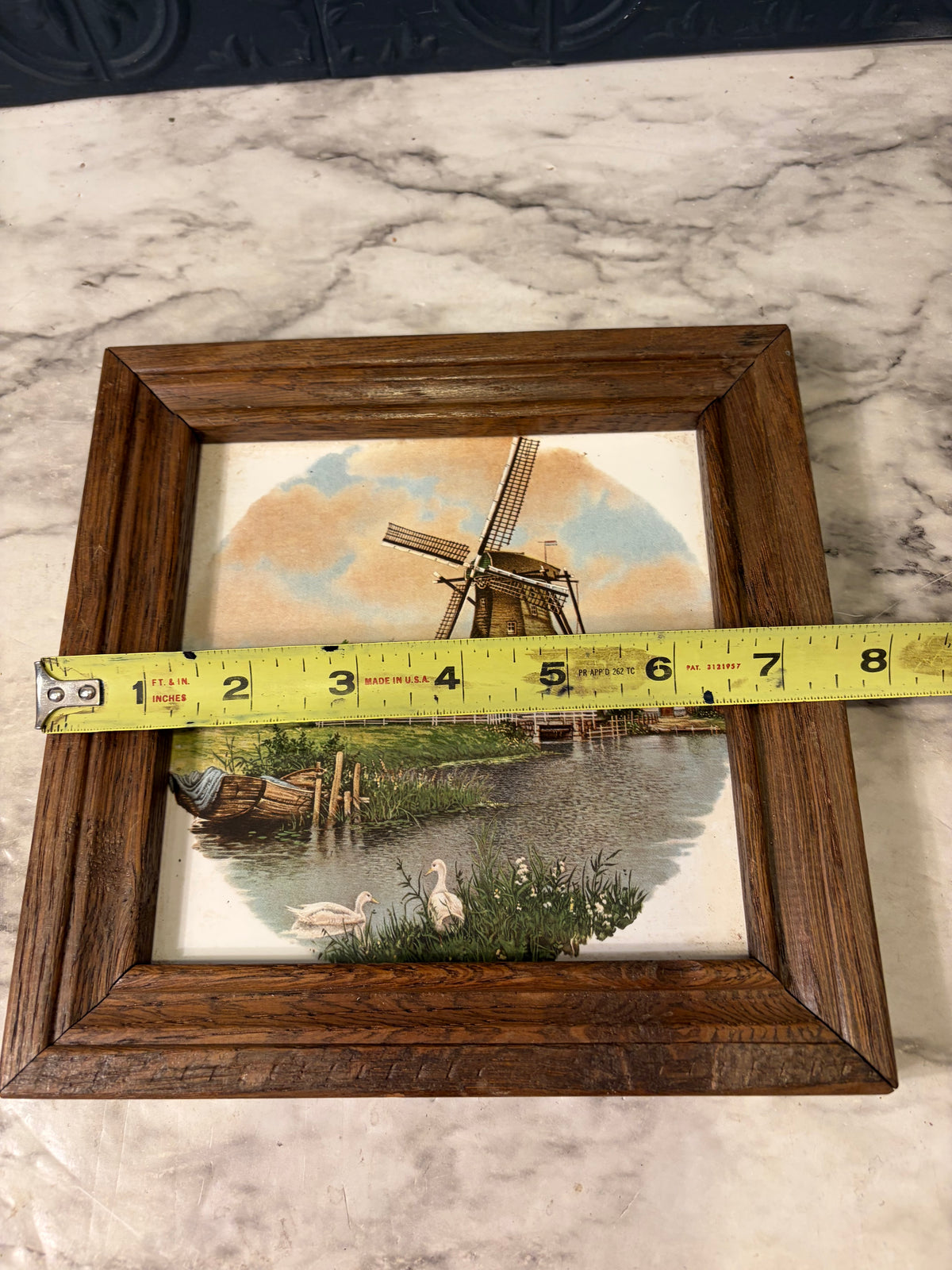 Hand Painted Tile of Windmill Framed