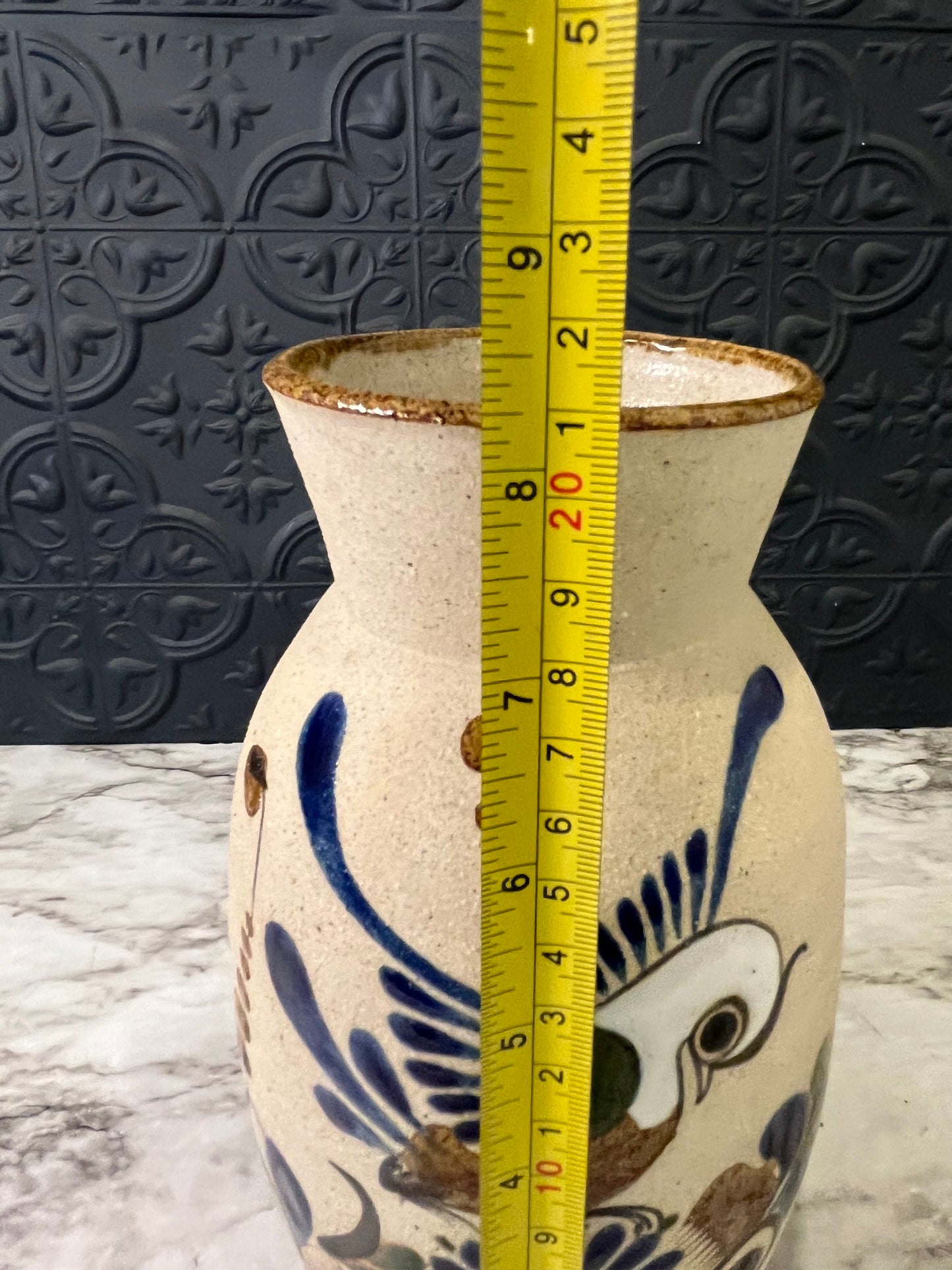 Mexican Pottery Vase with Flying Bird