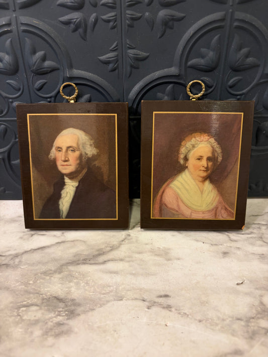 George and Martha Washington Small Wood hangings