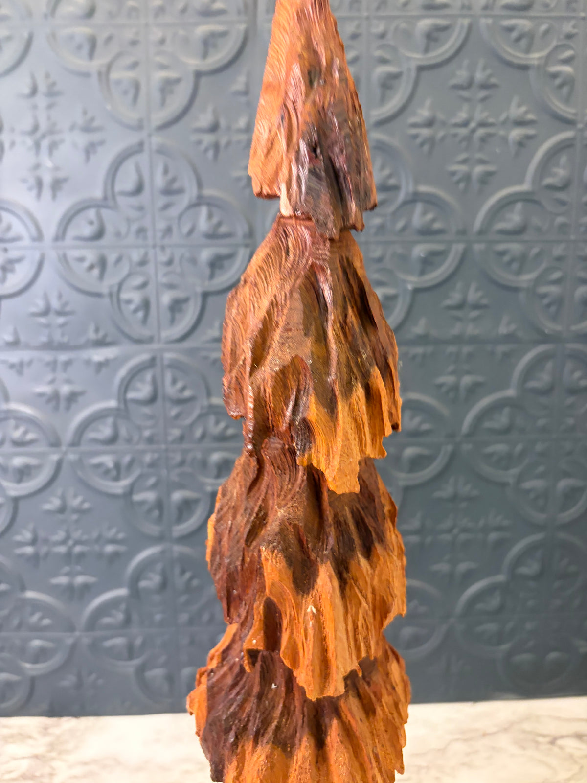 Wood Carved Tree 19"