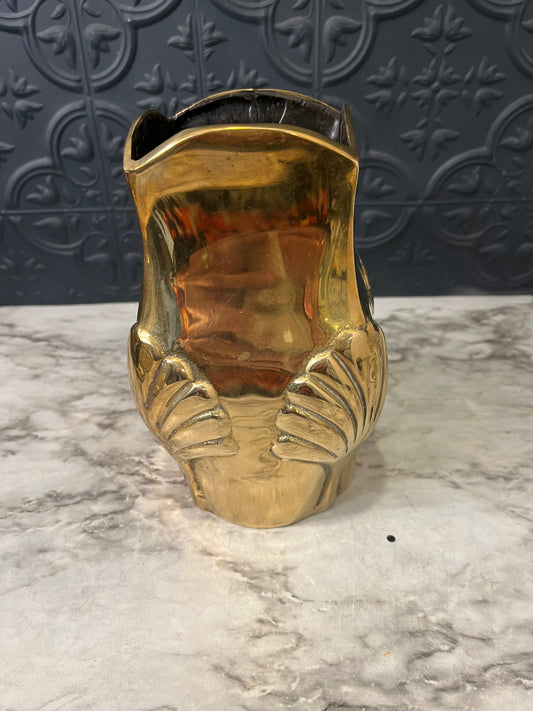 Solid Brass vase with Shell reliefs