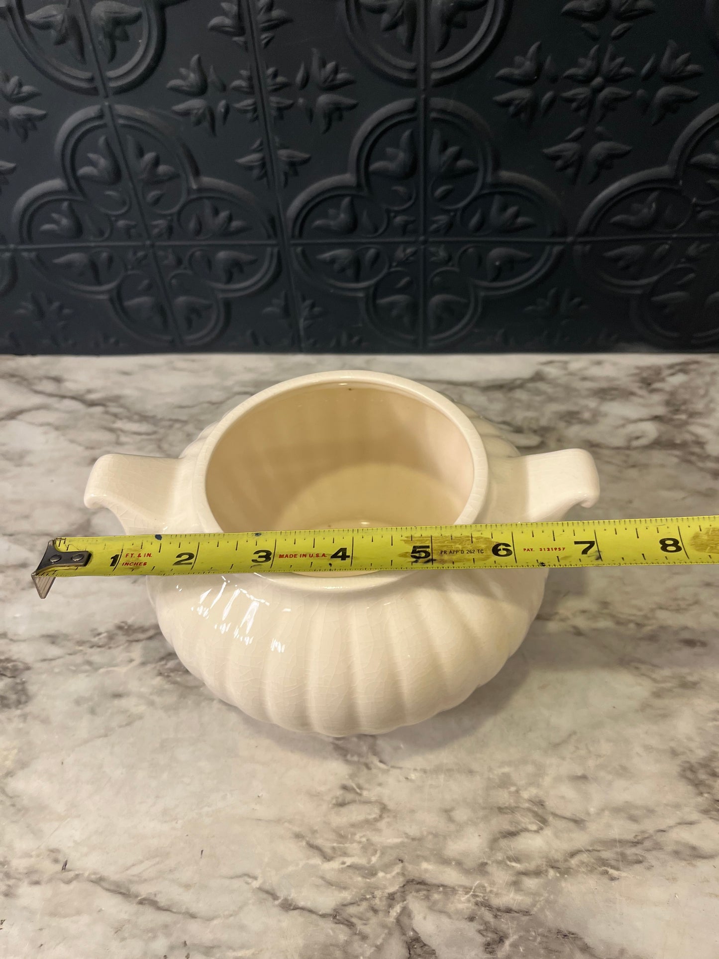 Cream Ceramic Pot with Handles from Japan