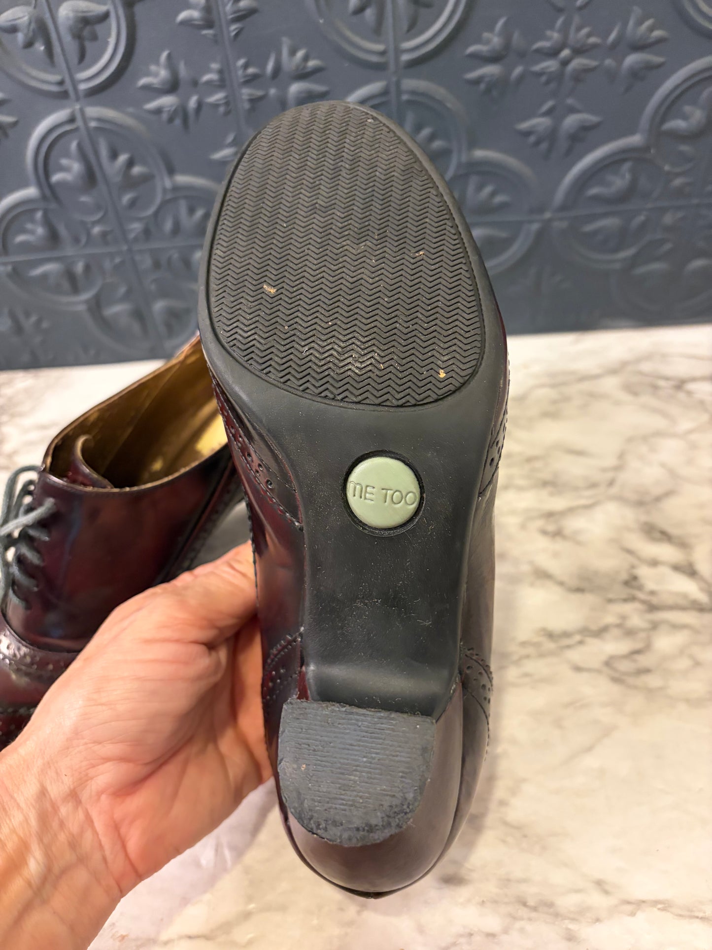 Me Too Burgundy Patent Leather Lace up Shoes