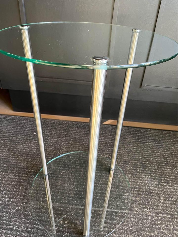 Round glass side table plant stand