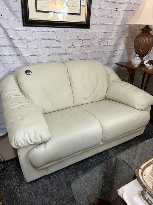 Cream Leather loveseat