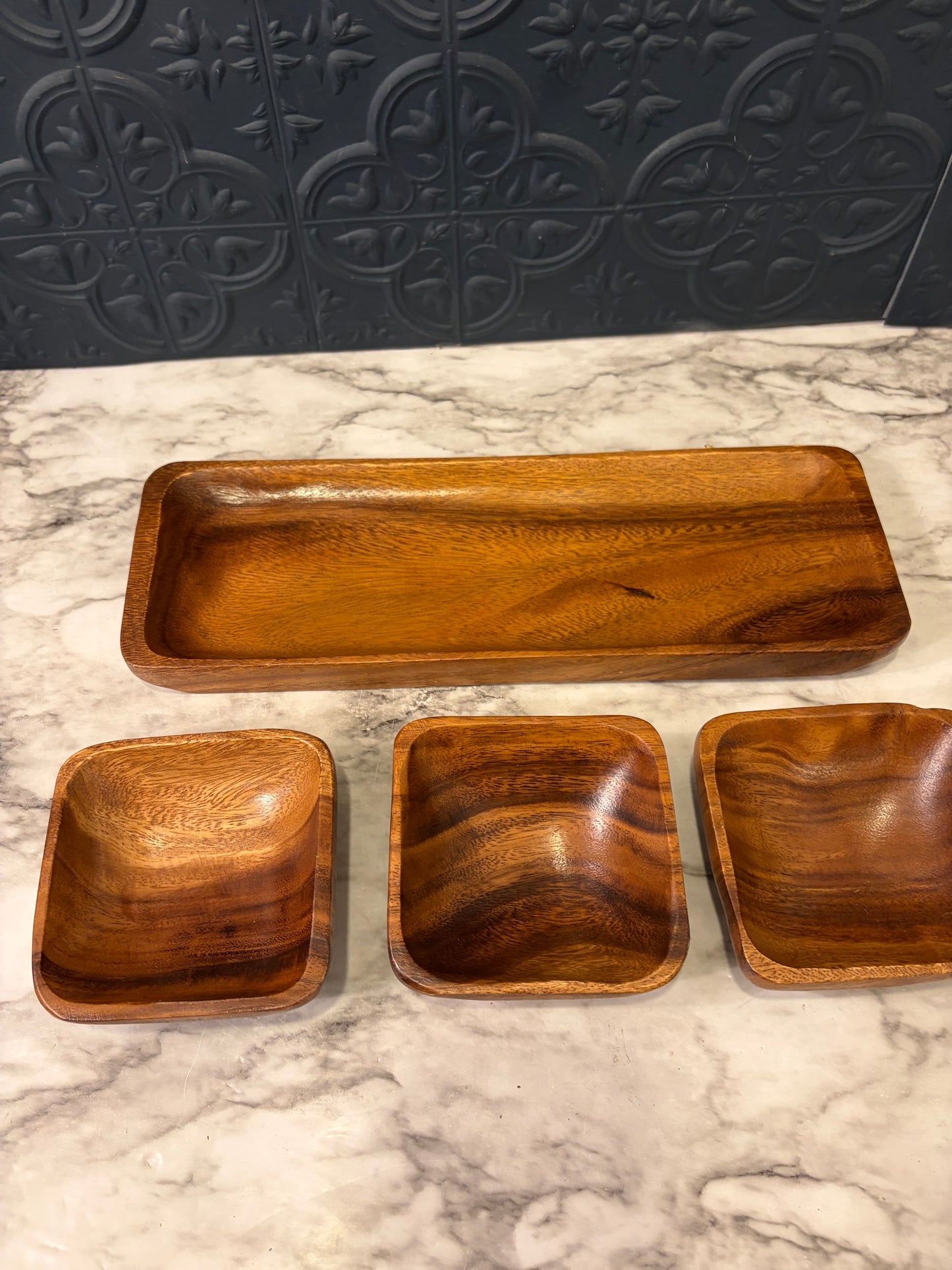 Monkey Pod Wood condiment tray