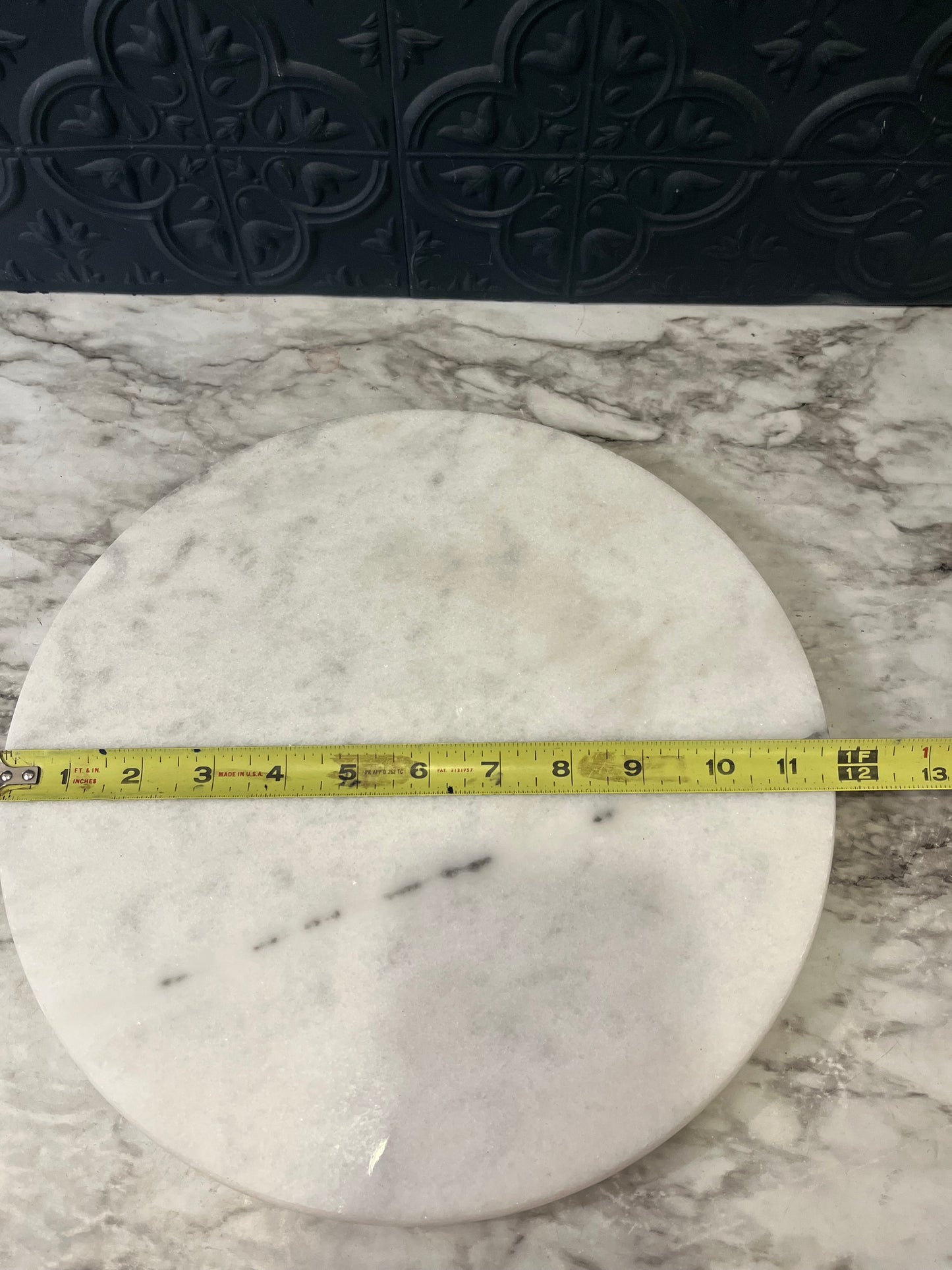 11.5   Round White Marble Tray with Grey