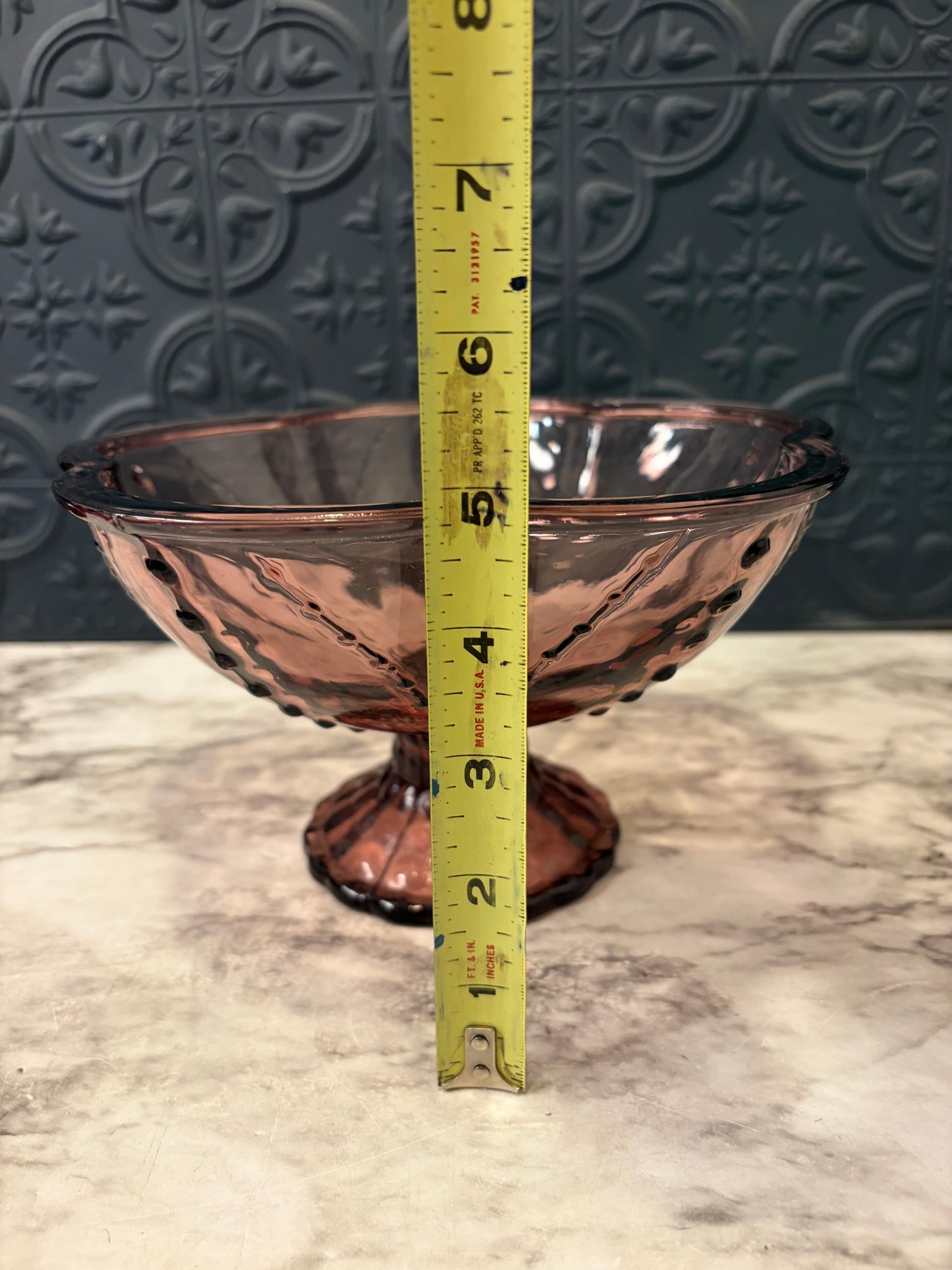 Purple Glass Scalloped Pedestal Bowl