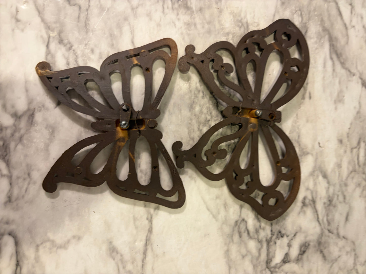Set of 2 Homco Brown Plastic Butterflies