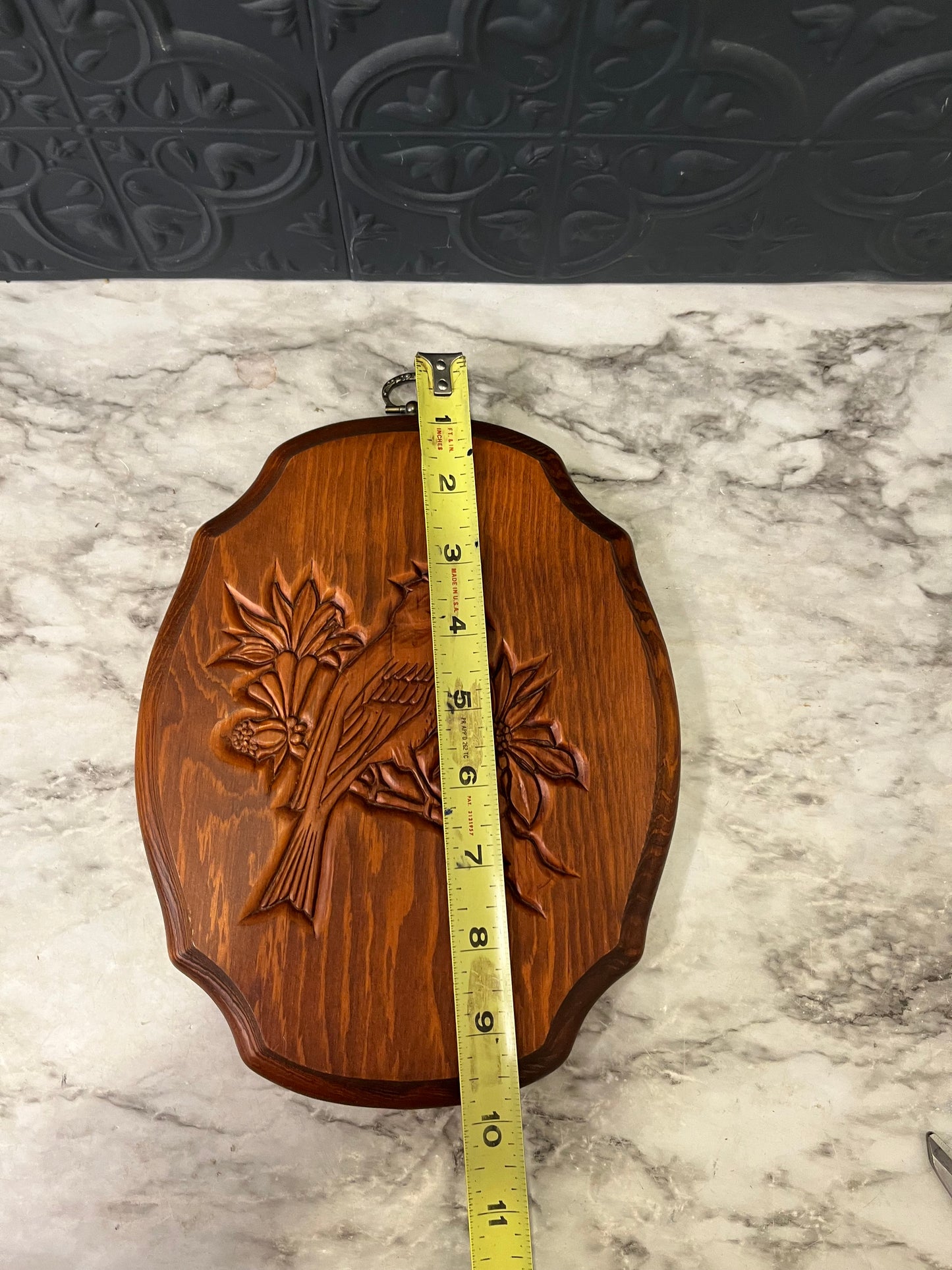 Wood Carved Bird Plaque