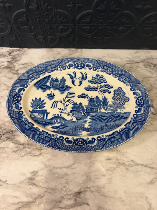 Blue and White Japanese Blue Willow Serving Plate