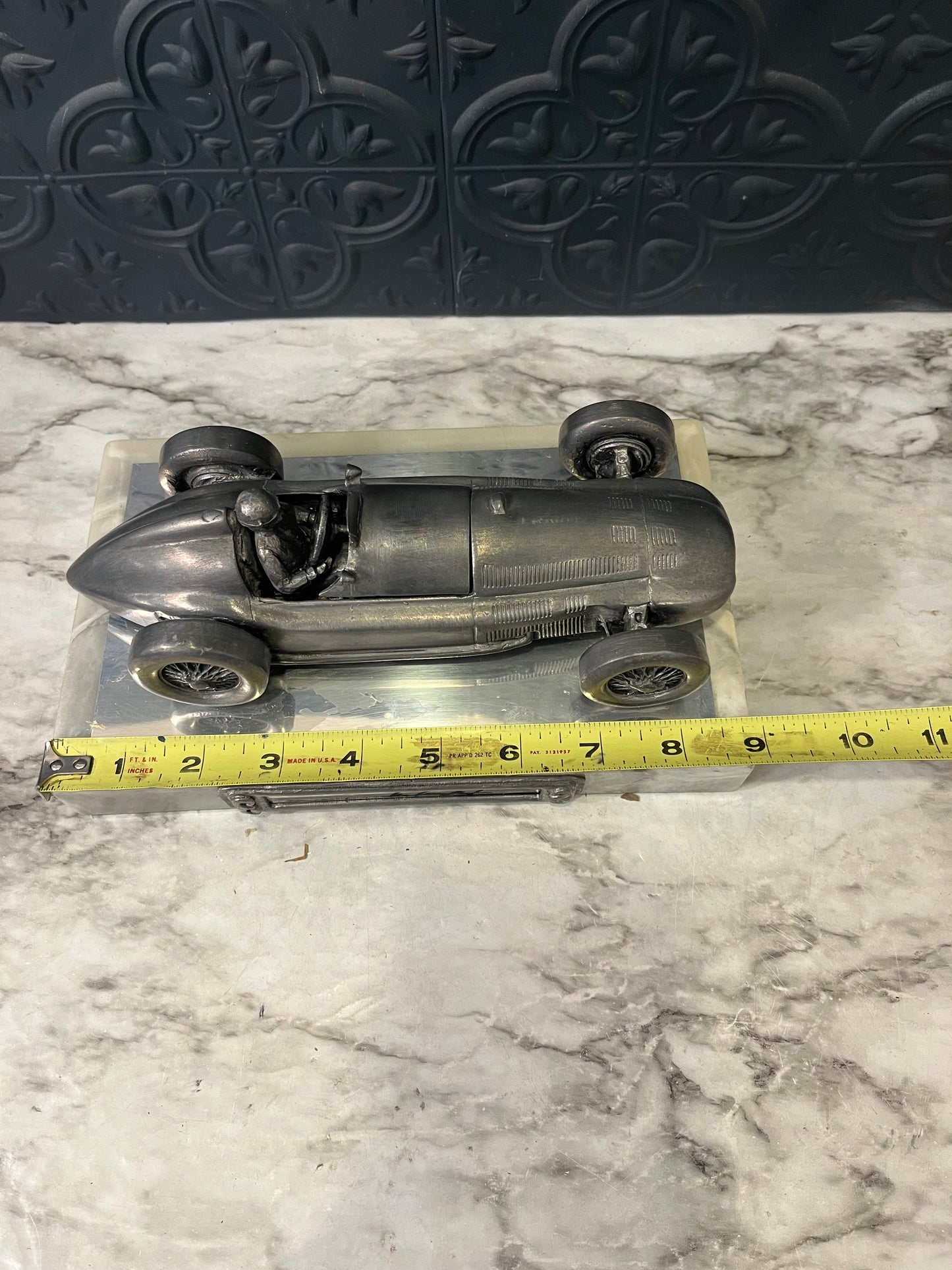 Michael Ricker Pewter Race Car Scuplture