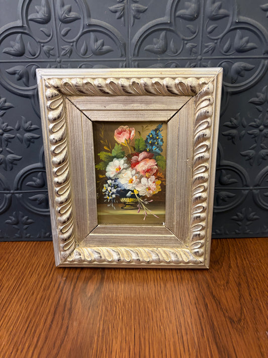 Original Floral Painting in Champagne Gold Frame