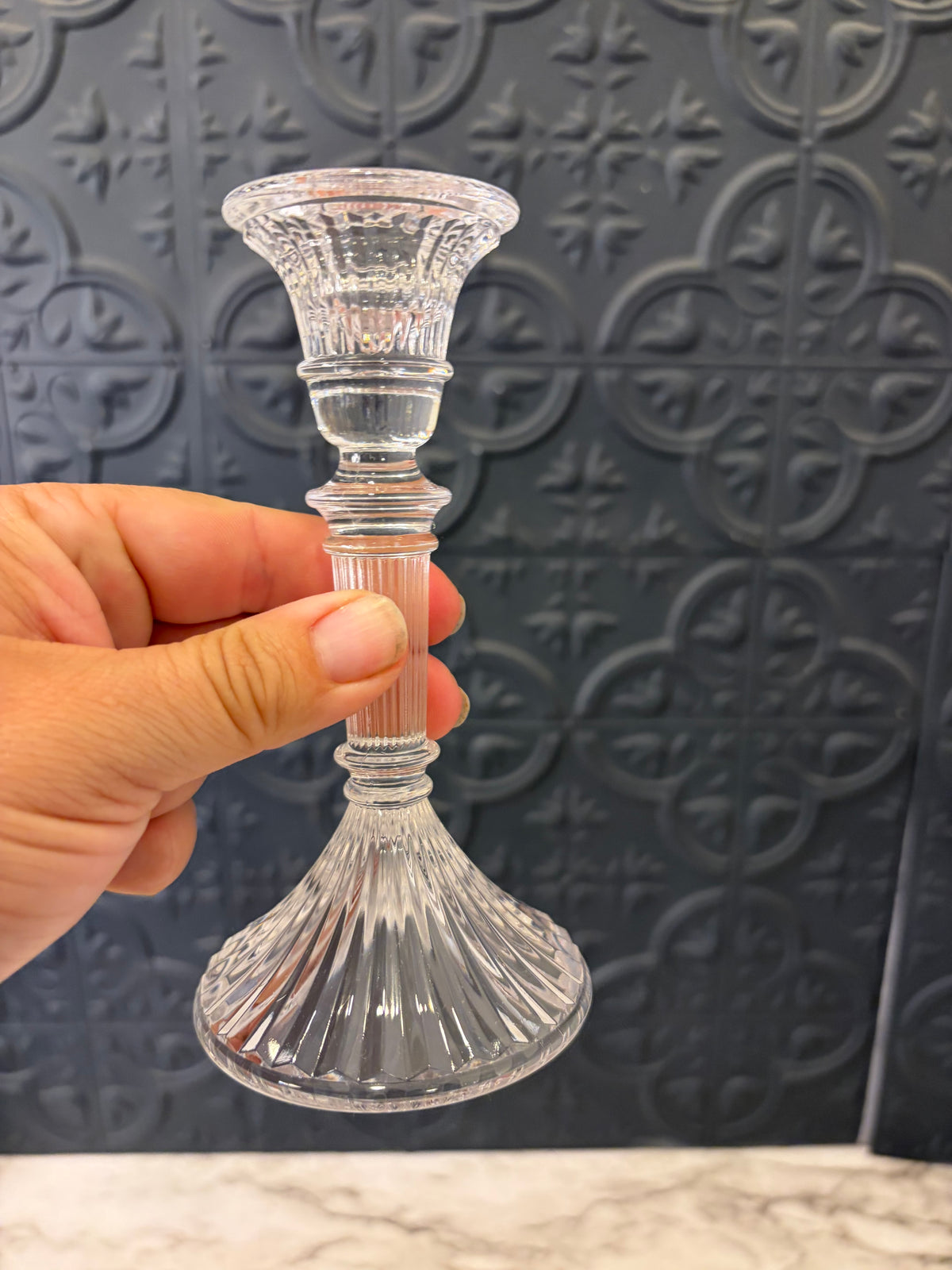 5.5" Glass Ribbed Candle Holder Lenox