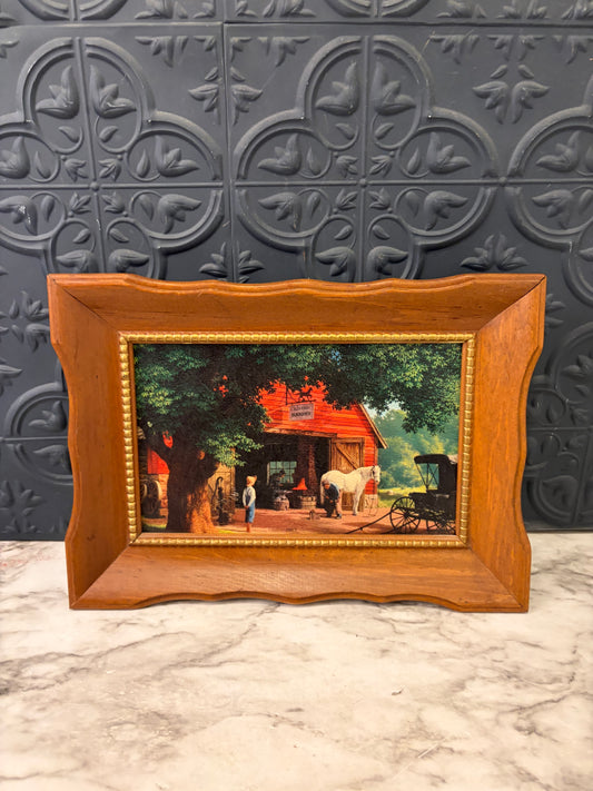Horse and Buggy Days Textured Print Framed