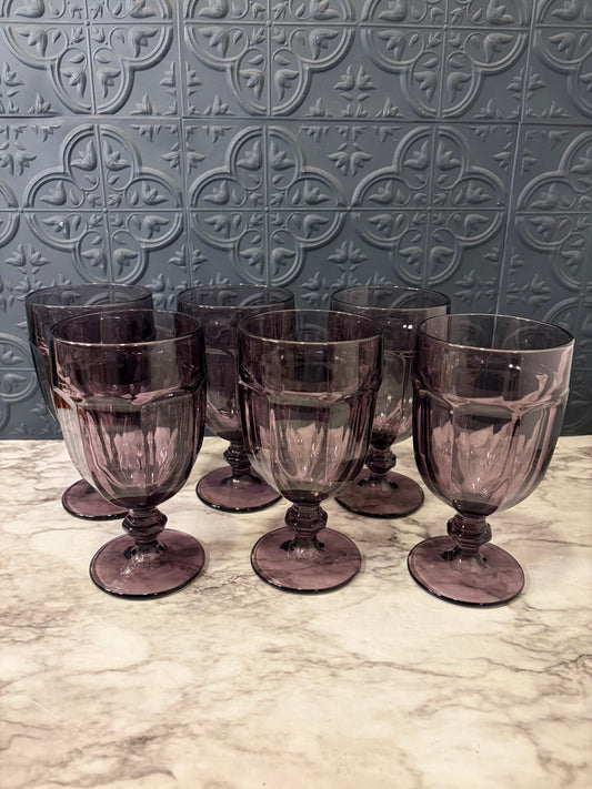 Libbey Gibraltar Duratuff Purple Goblet set of 6