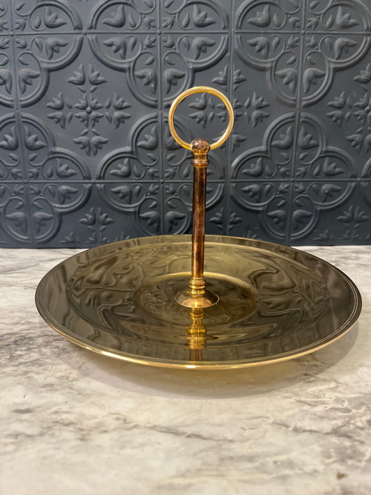 Round Brass Center Handle ServingTray