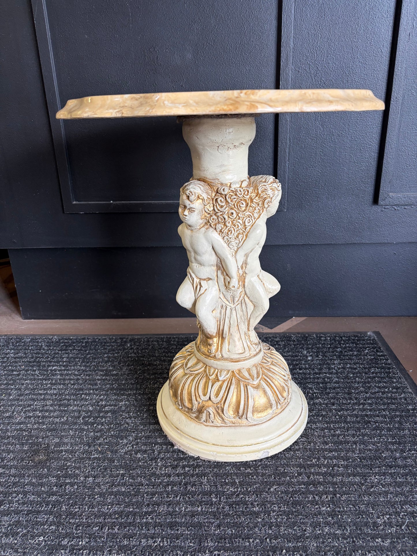 Cherub Side Table with Round MarbleTop