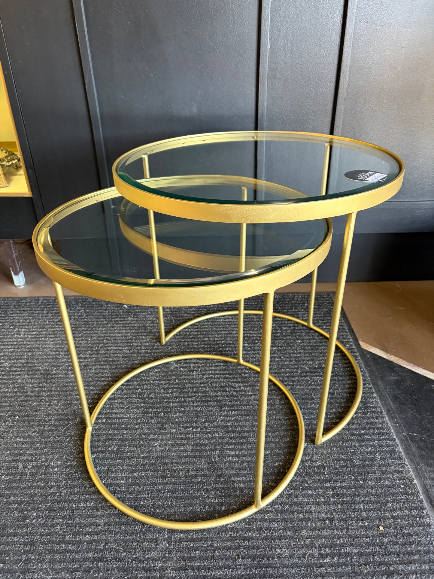 Gold and Glass Round Nesting Tables