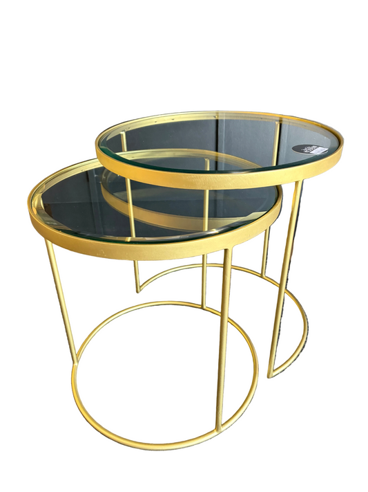 Gold and Glass Round Nesting Tables