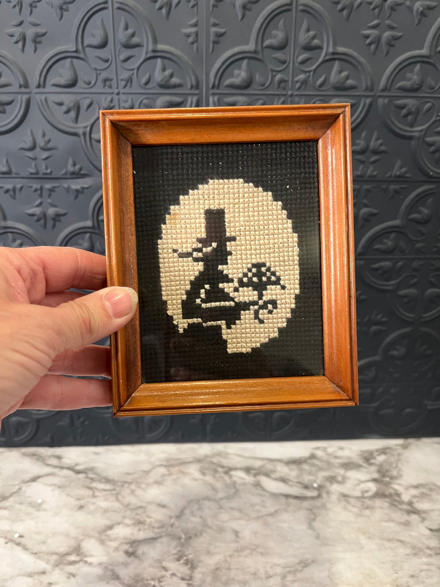 Black and white Cross stitch man