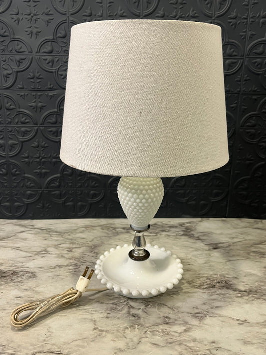 Milkglass Hobnail Lamp 16"tall