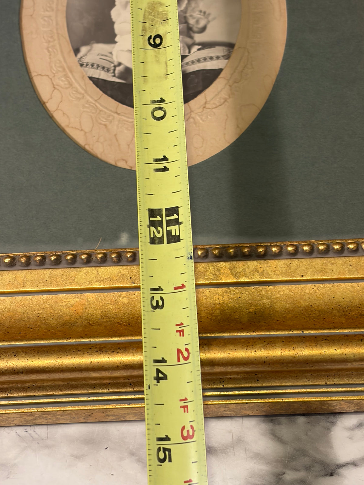 Gold Frame with Antique Oval Photo of Child