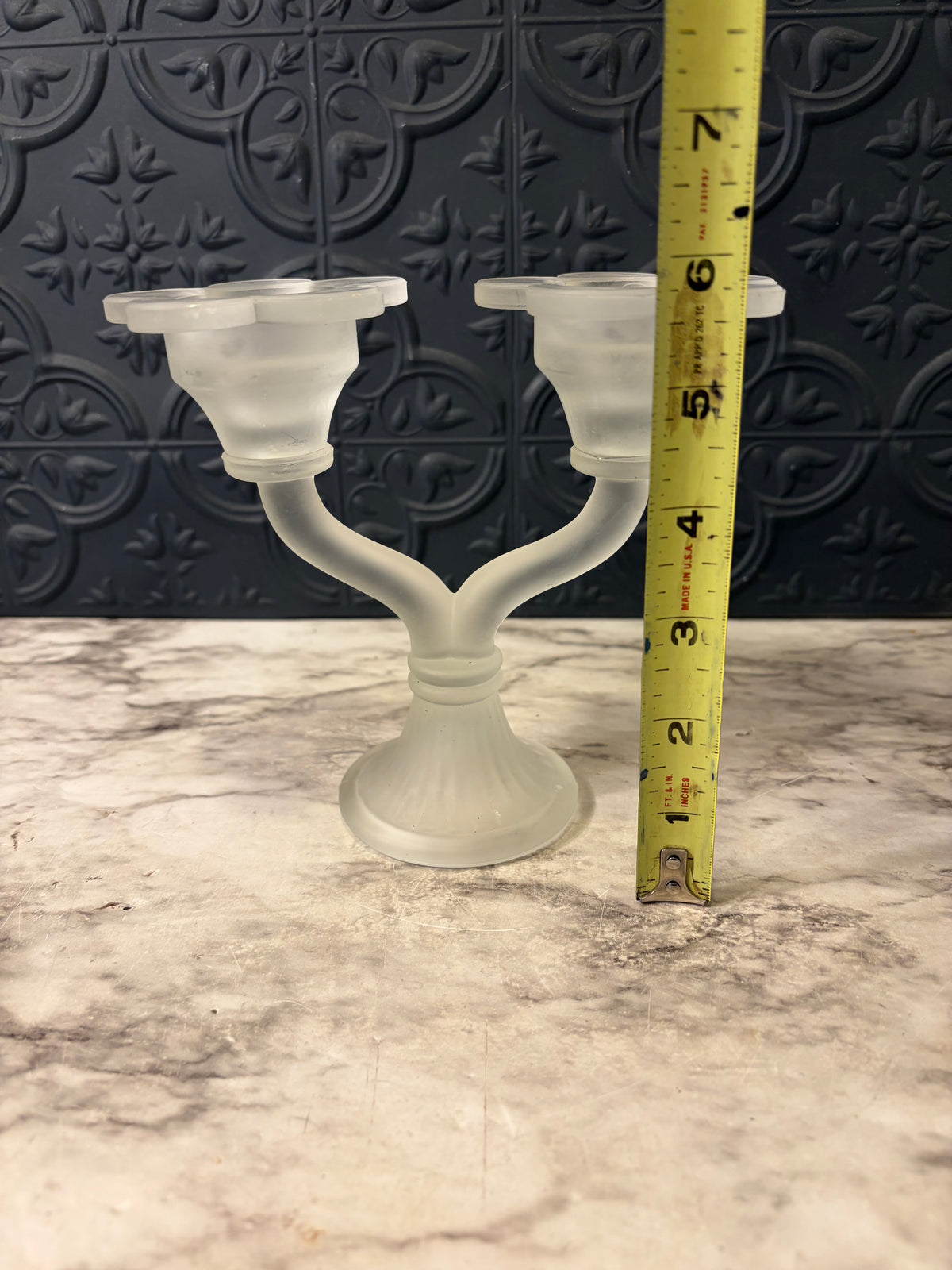 Dual Frosted Glass Tulip Candle Holder