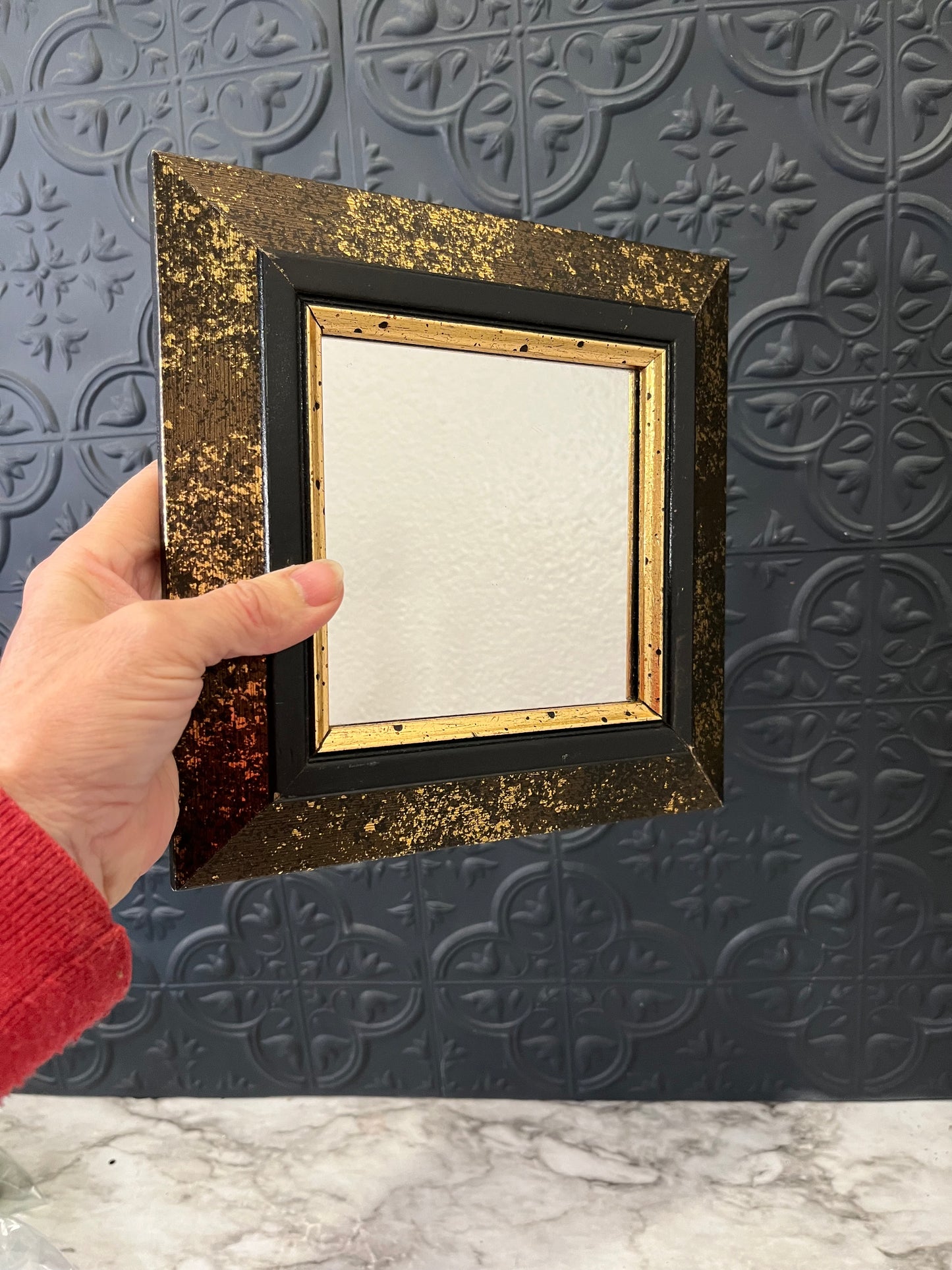 Vintage Home Interior Square Gold and Black Mirror