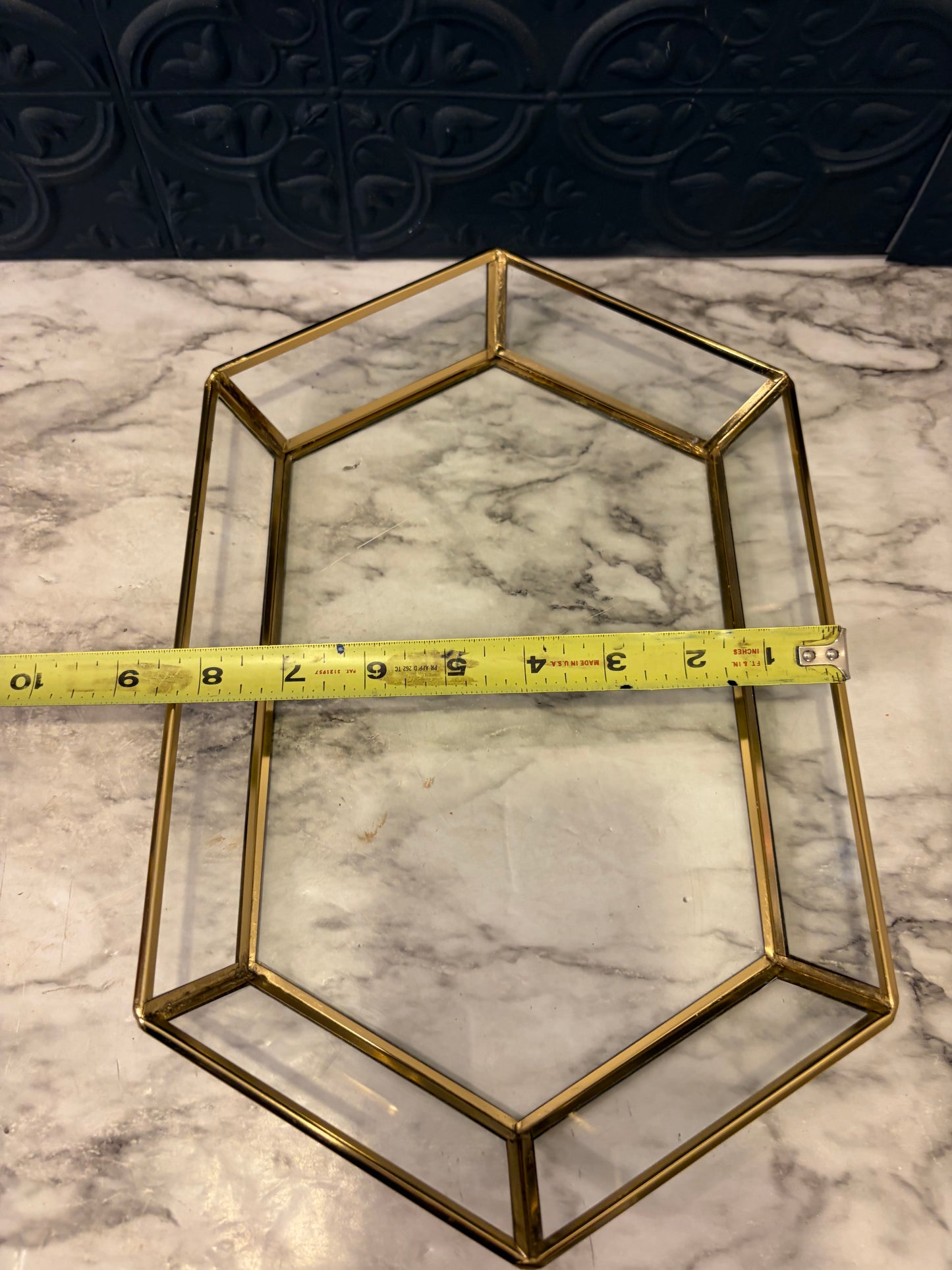 Brass and Glass Hexagon Perfume Tray