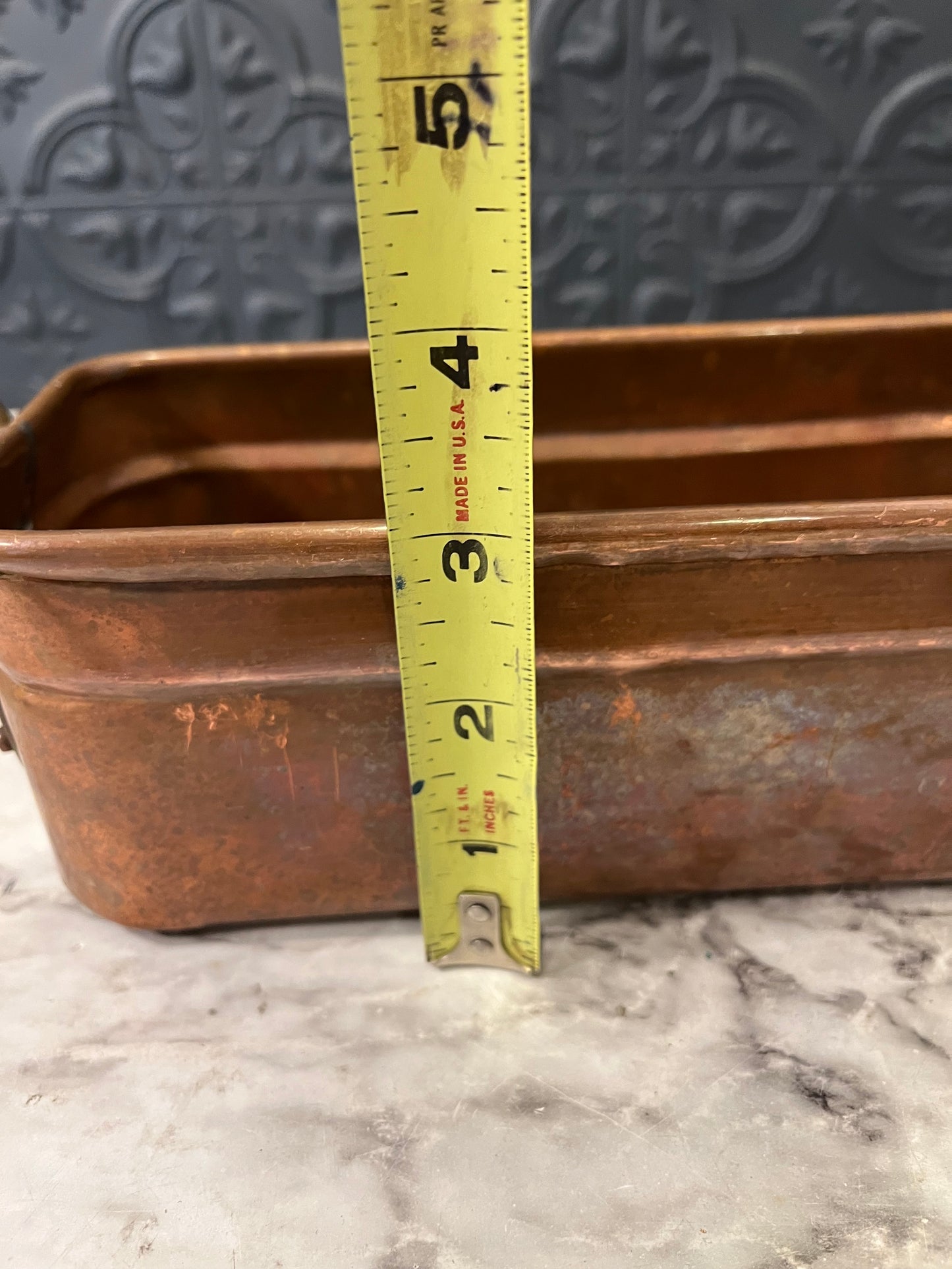 Copper Rectangle Pot with Porcelain Handles