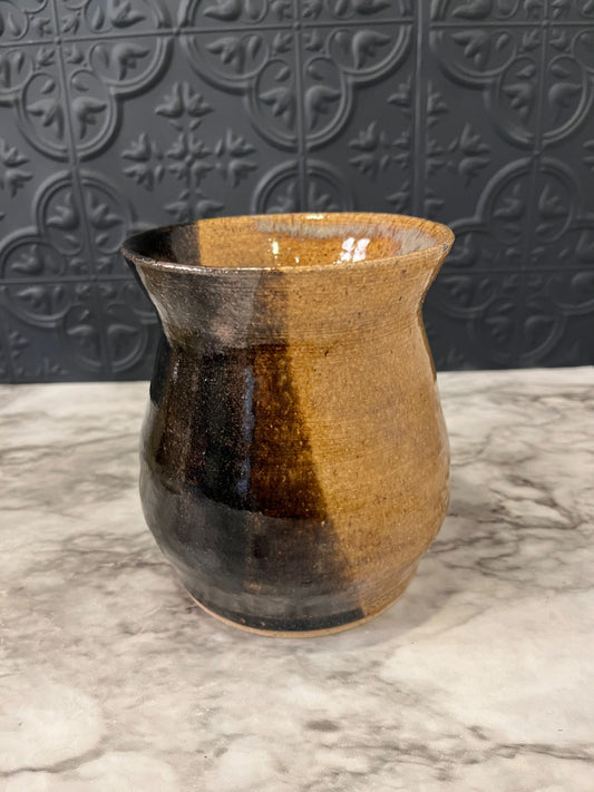 Brown Glazed Pottery Vase 2 Toned