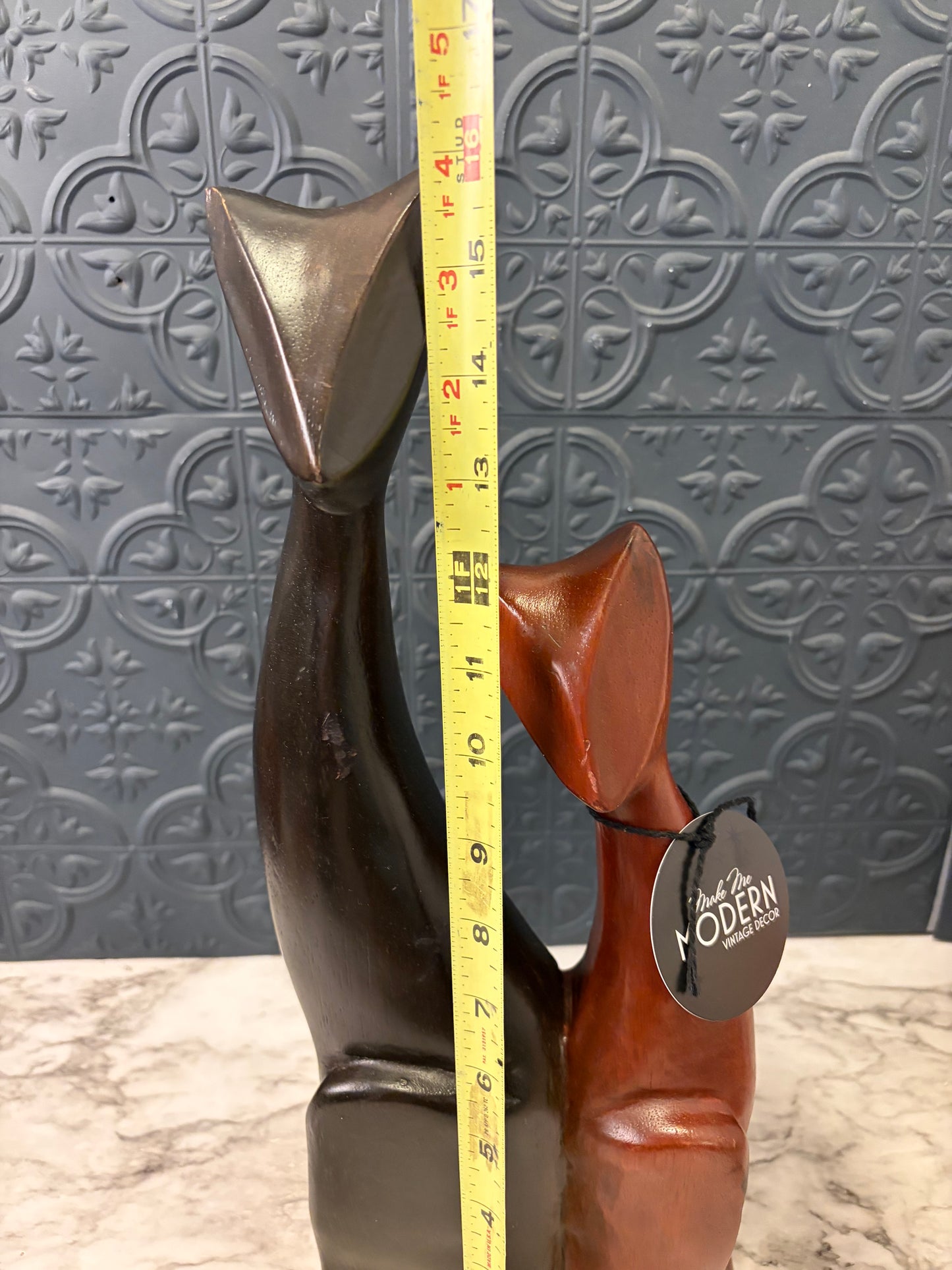 Dark and Light Wood Mid Century Style Cats