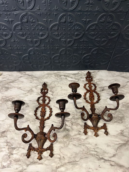 Cast Iron Gothic Wall Sconce Set