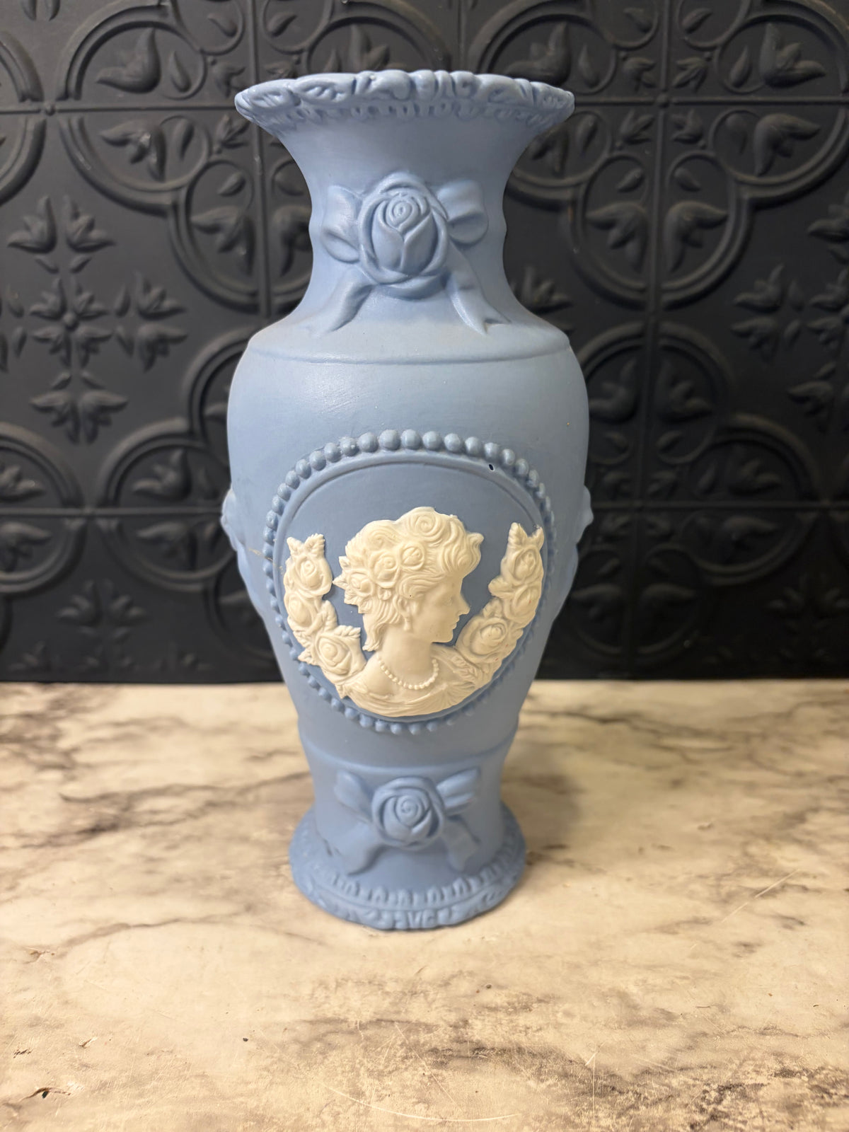 Blue Bisque Cameo Vase
