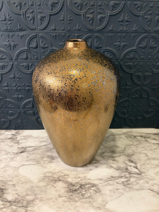 Silver and Gold Crackle Vase 11.5