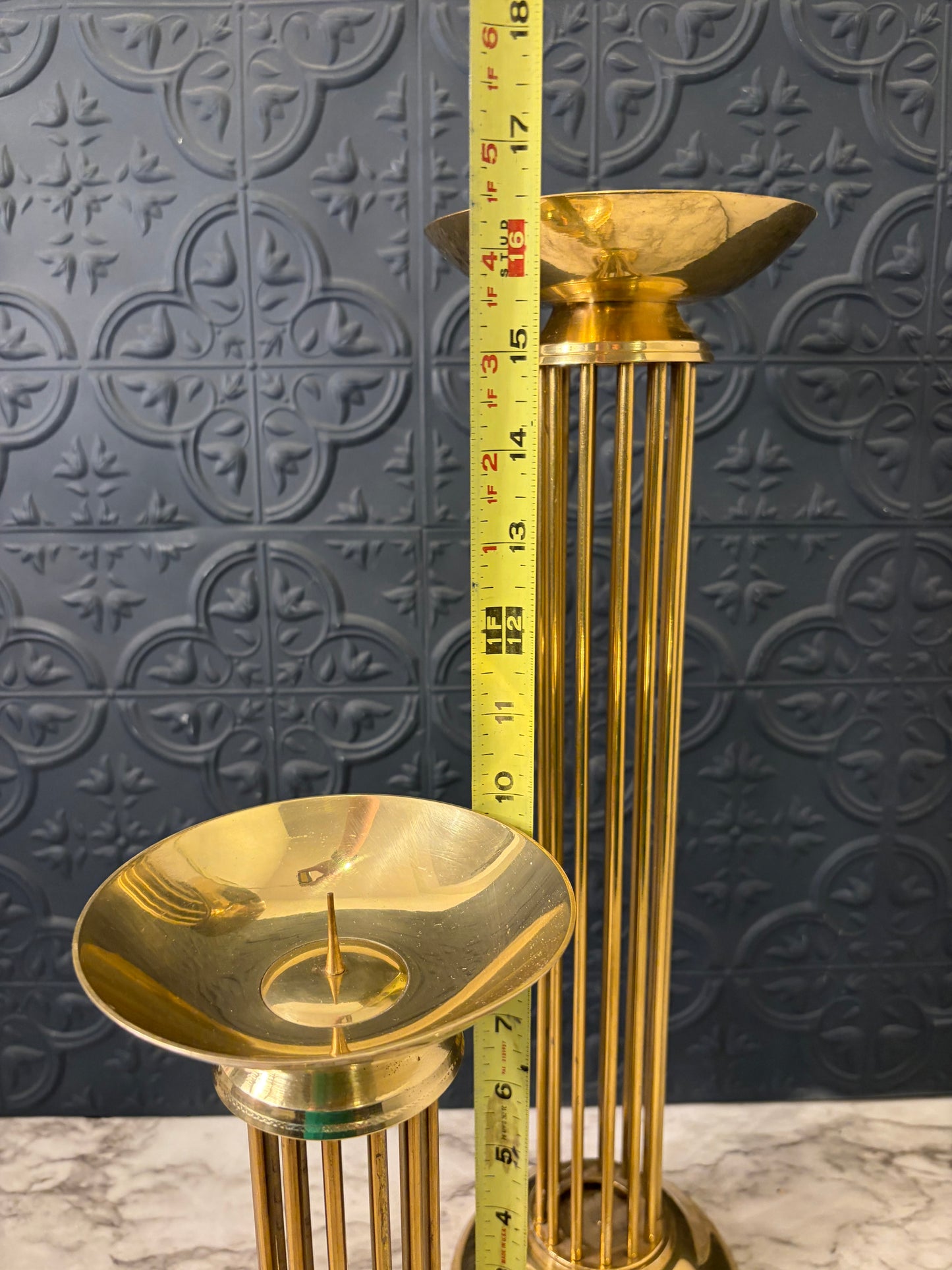 Brass Pillar Set of 2 Open Rod Design