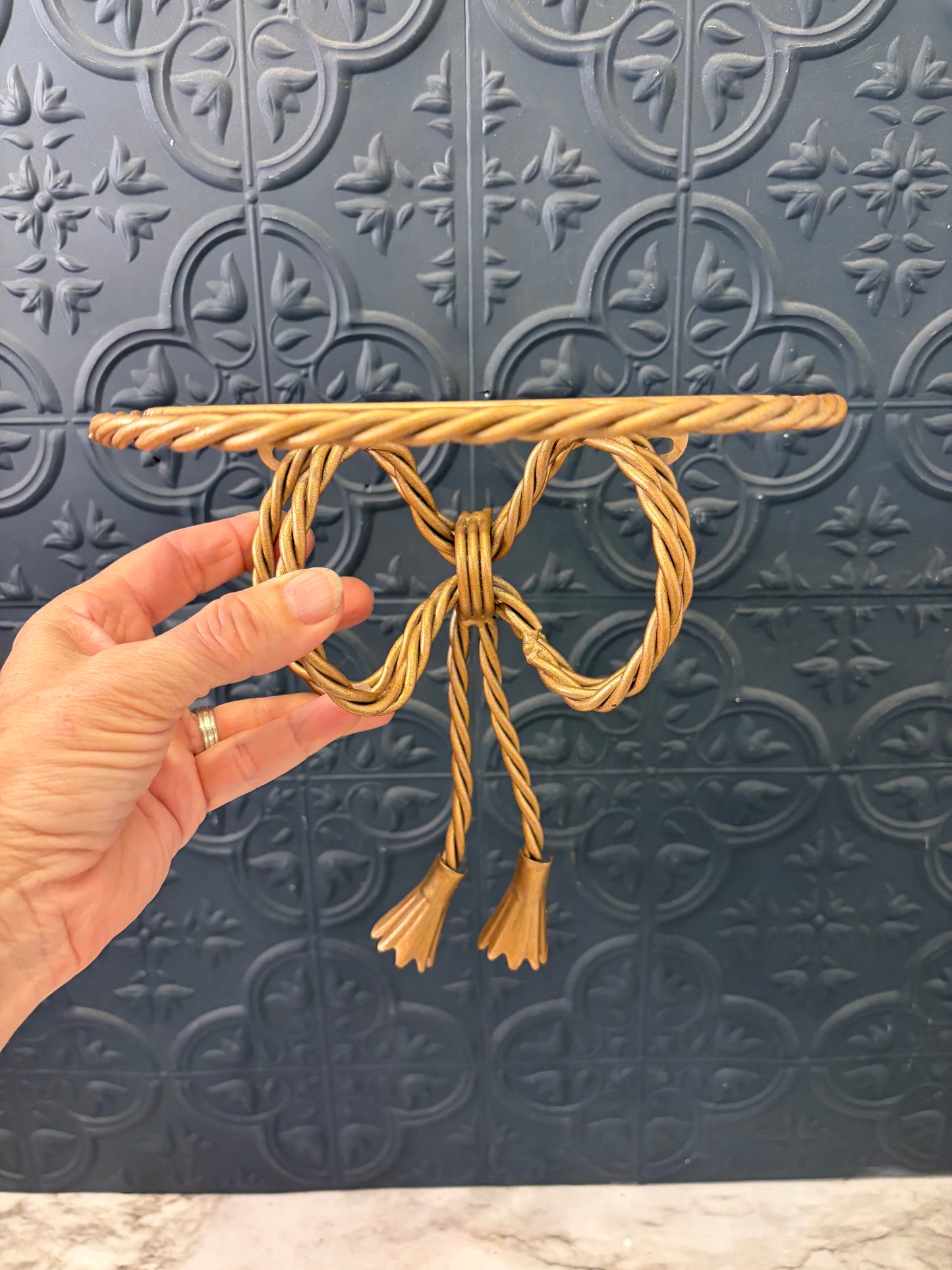 Twisted Gold Metal Bow Shelf