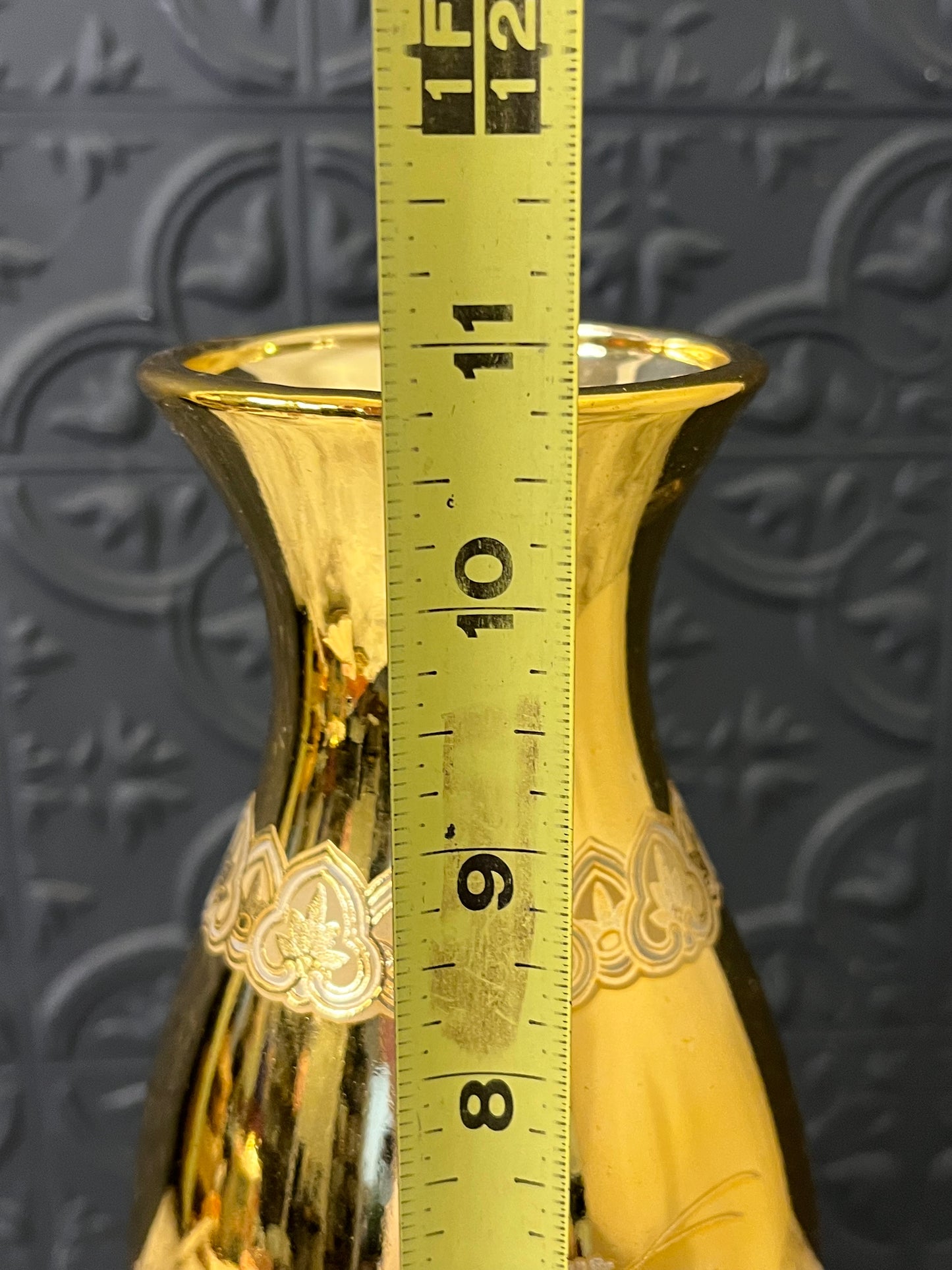 Gilded gold Japanese peacock vase