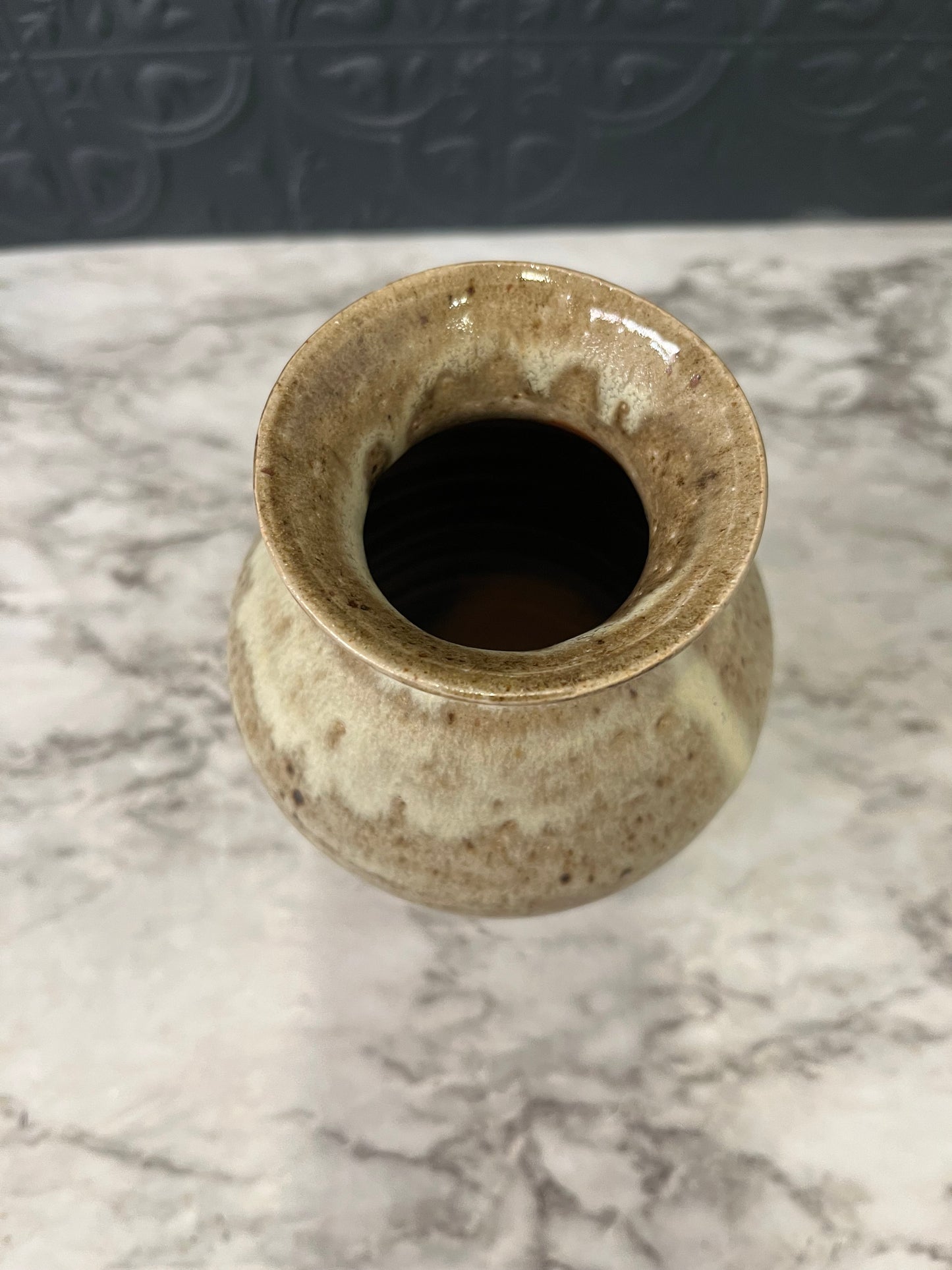 Stoneware Pottery Vase with Brown  Spots CHIP