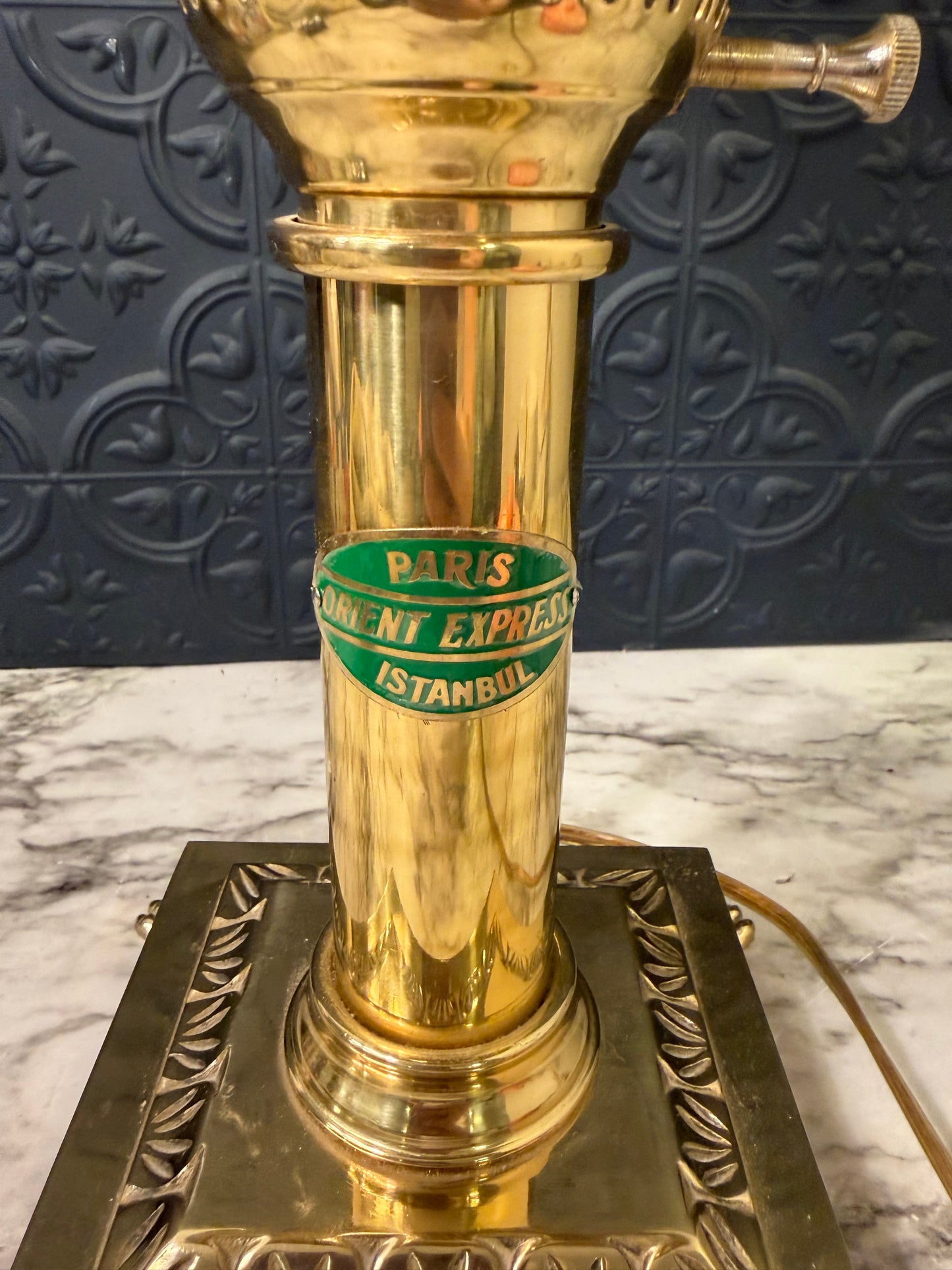 Orient Express Brass Lamp with Hurricane