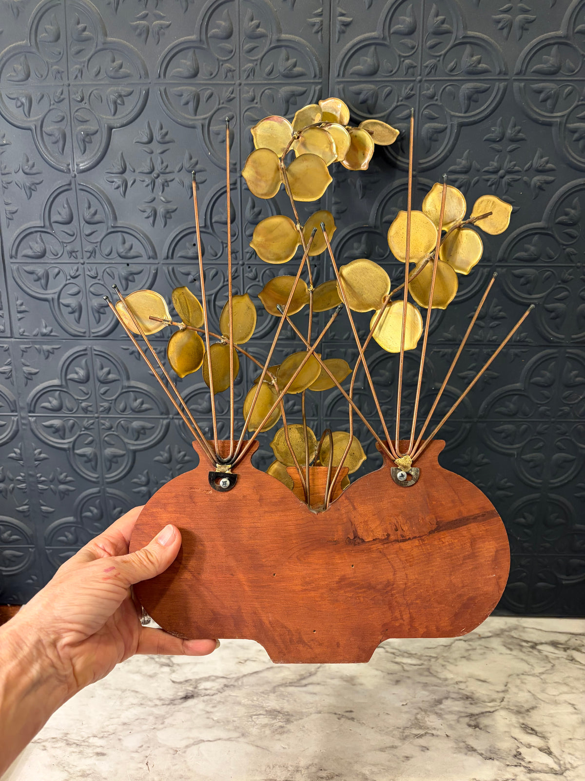 Wood and Brass Eucalyptus Decor