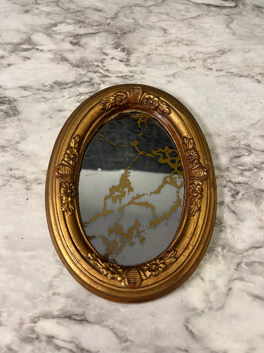 Small Smoke Glass Mirror Oval