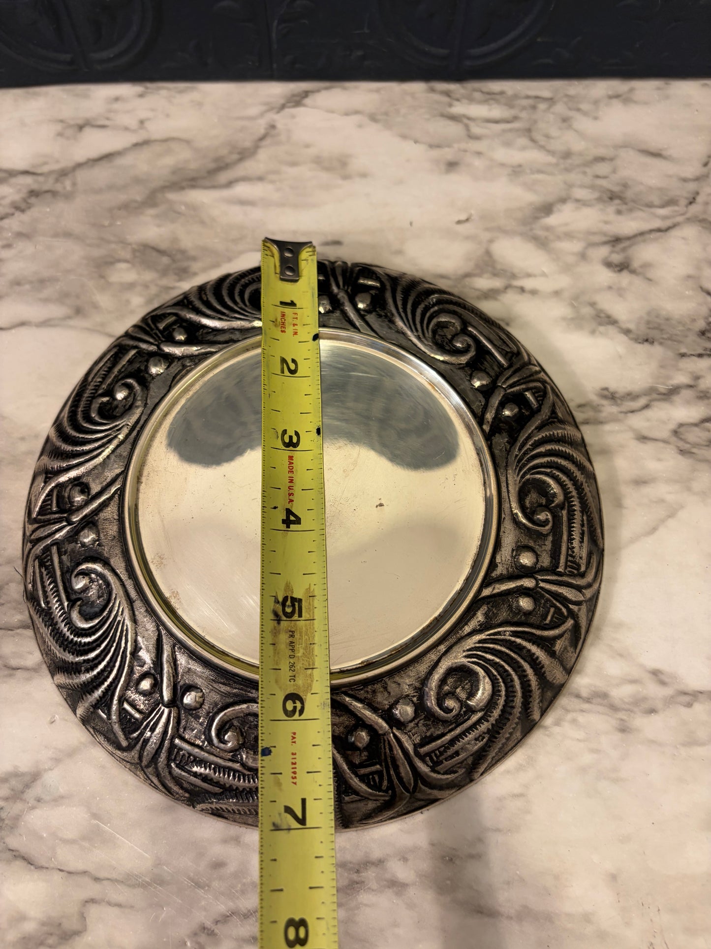 Round Detail Pewter Pedestal